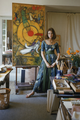 Model Ivy Nicholson in Marc Chagall's studio in Vence, France