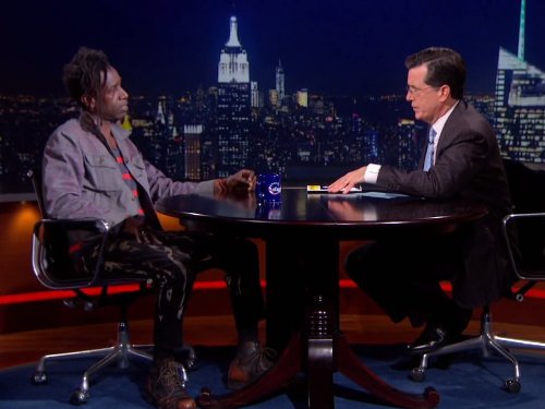 Still of Stephen Colbert and Saul Williams in The Colbert Report (2005)