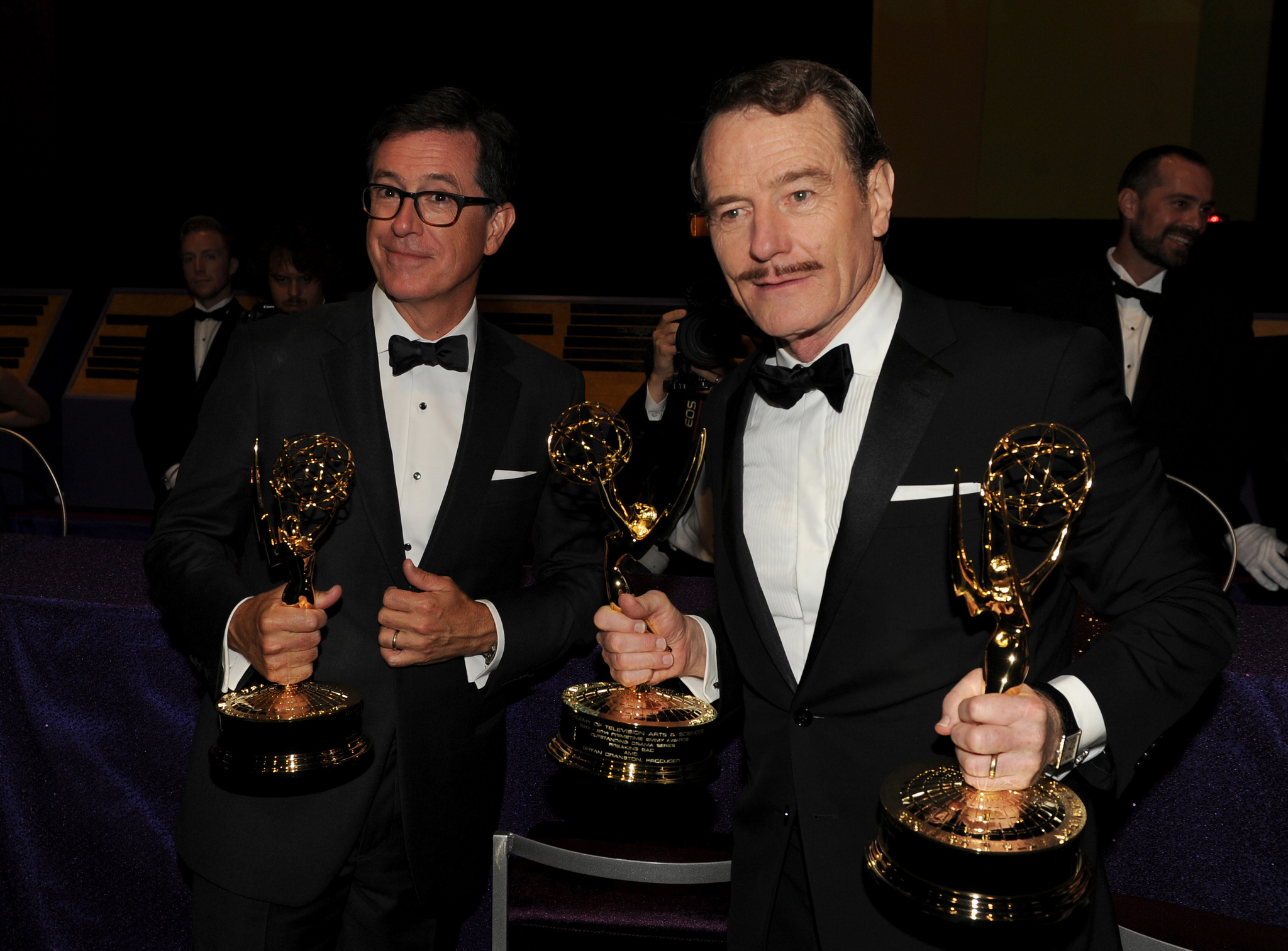 Stephen Colbert and Bryan Cranston at event of The 66th Primetime Emmy Awards (2014)