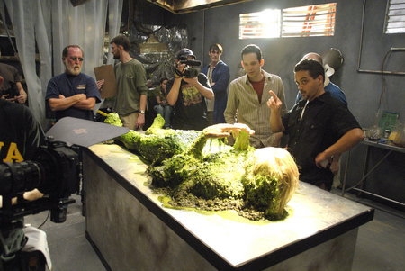 Producer Roger Lay, Jr. and Director Tony Baez Milan on set (Chrysalis, 2008)