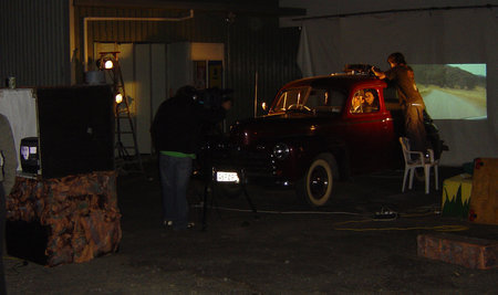 Setting up for the driving scene.