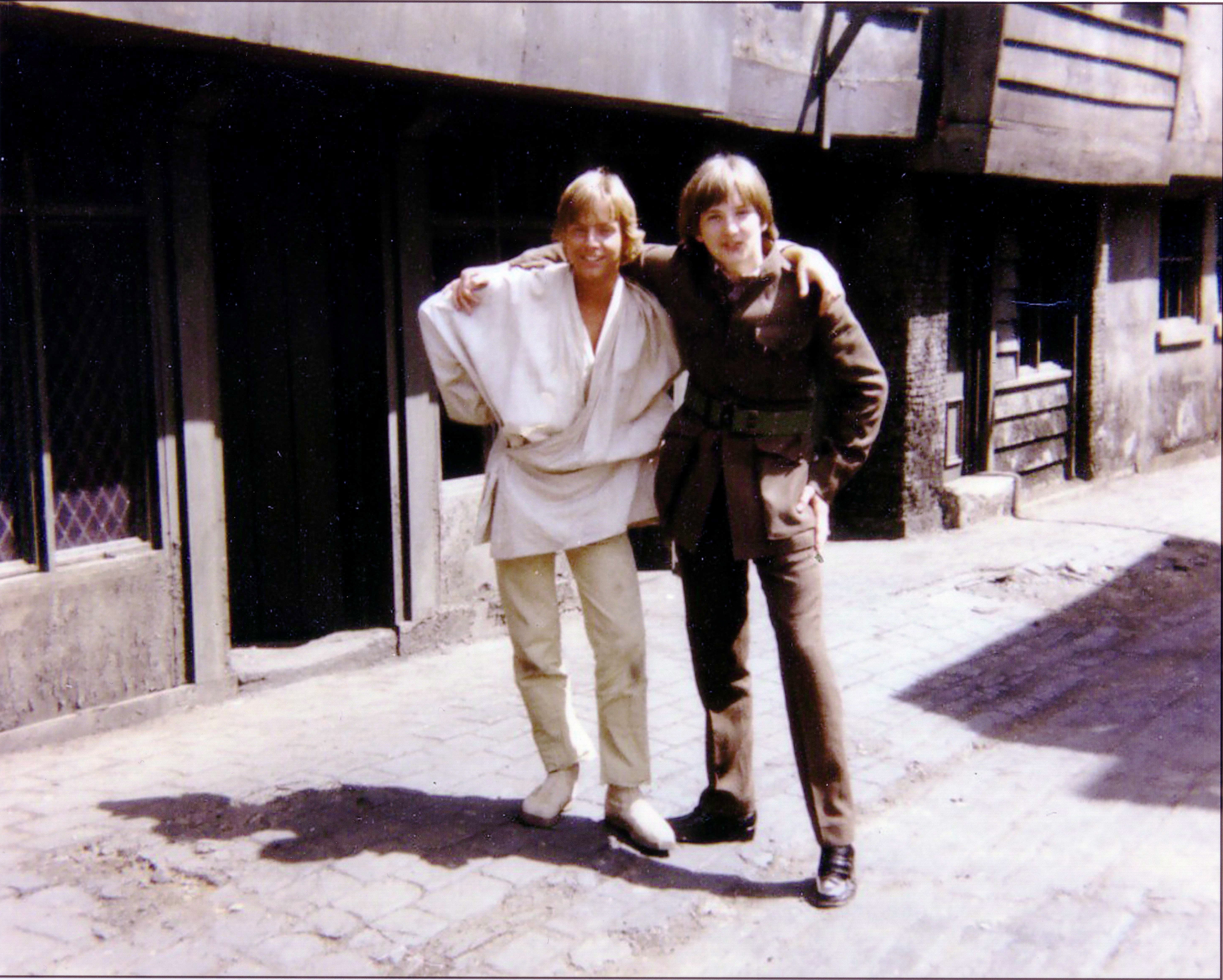 STAR WARS A NEW HOPE Me with Mark Hamill. We took this on the old film Musical set of 'Oliver' at Shepperton Studios.