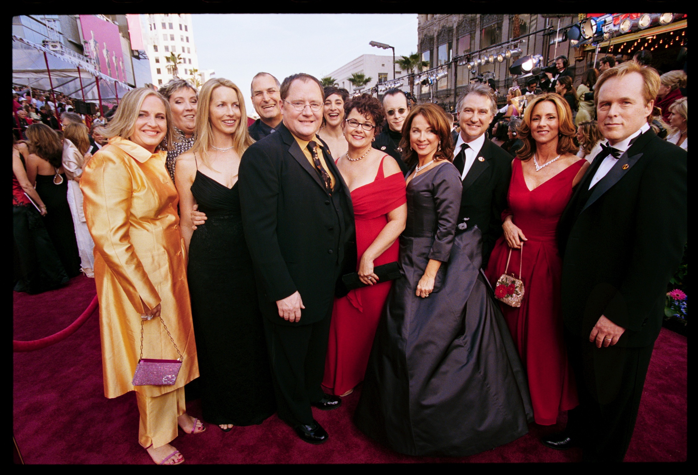 PAMELA GAYE WALKER, on the ACADEMY AWARDS red carpet, with JOHN WALKER, BRAD BIRD, JOHN LASSETER and STEVE JOBS.