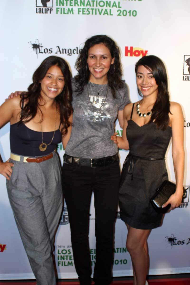 Gina Rodriguez with director Carmen Marron and actress Aimee Garcia. Screening of Go For It, Los Angeles Latino International Film Festival