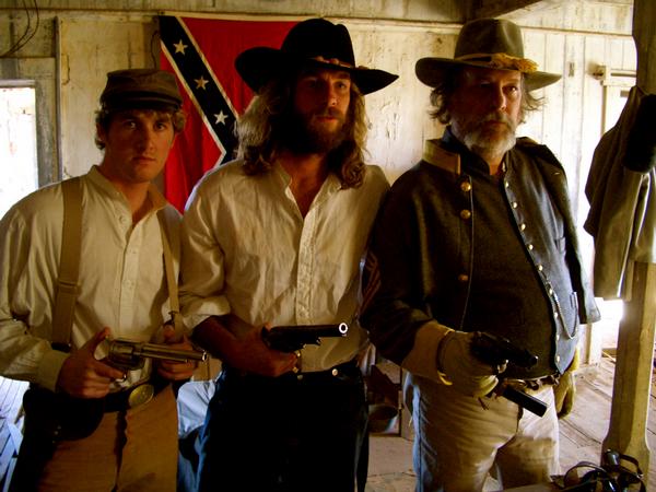 Mathew Dearing, Clint James and Wes Still on the set of Redemption.