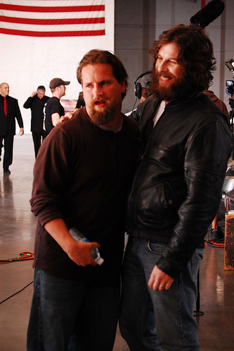 Director Jackie Lee James and Clint James on the set of 'Trade In'