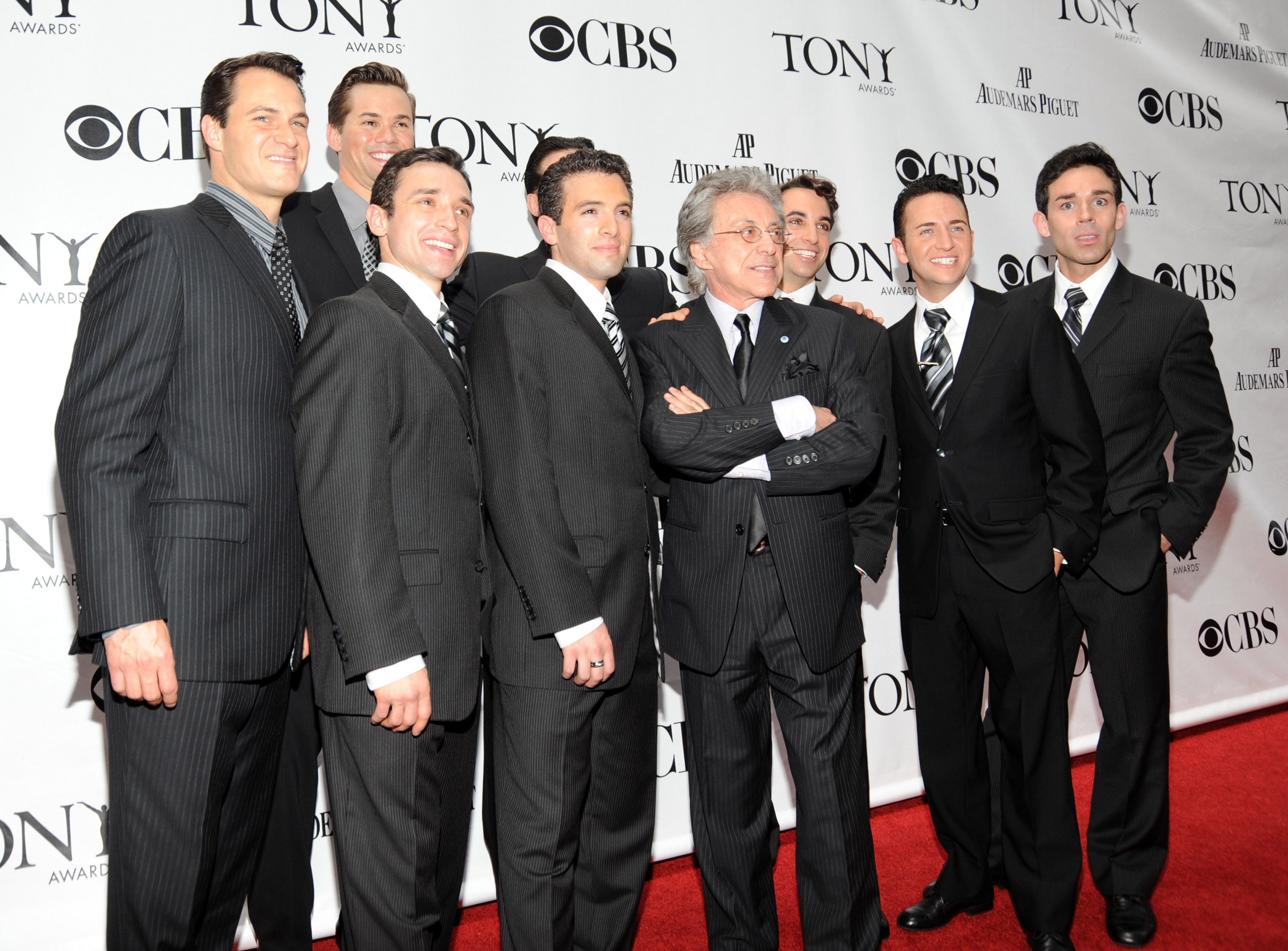 Jarrod Spector with Frankie Valli and Andrew Rannells at the 63rd Annual Tony Awards