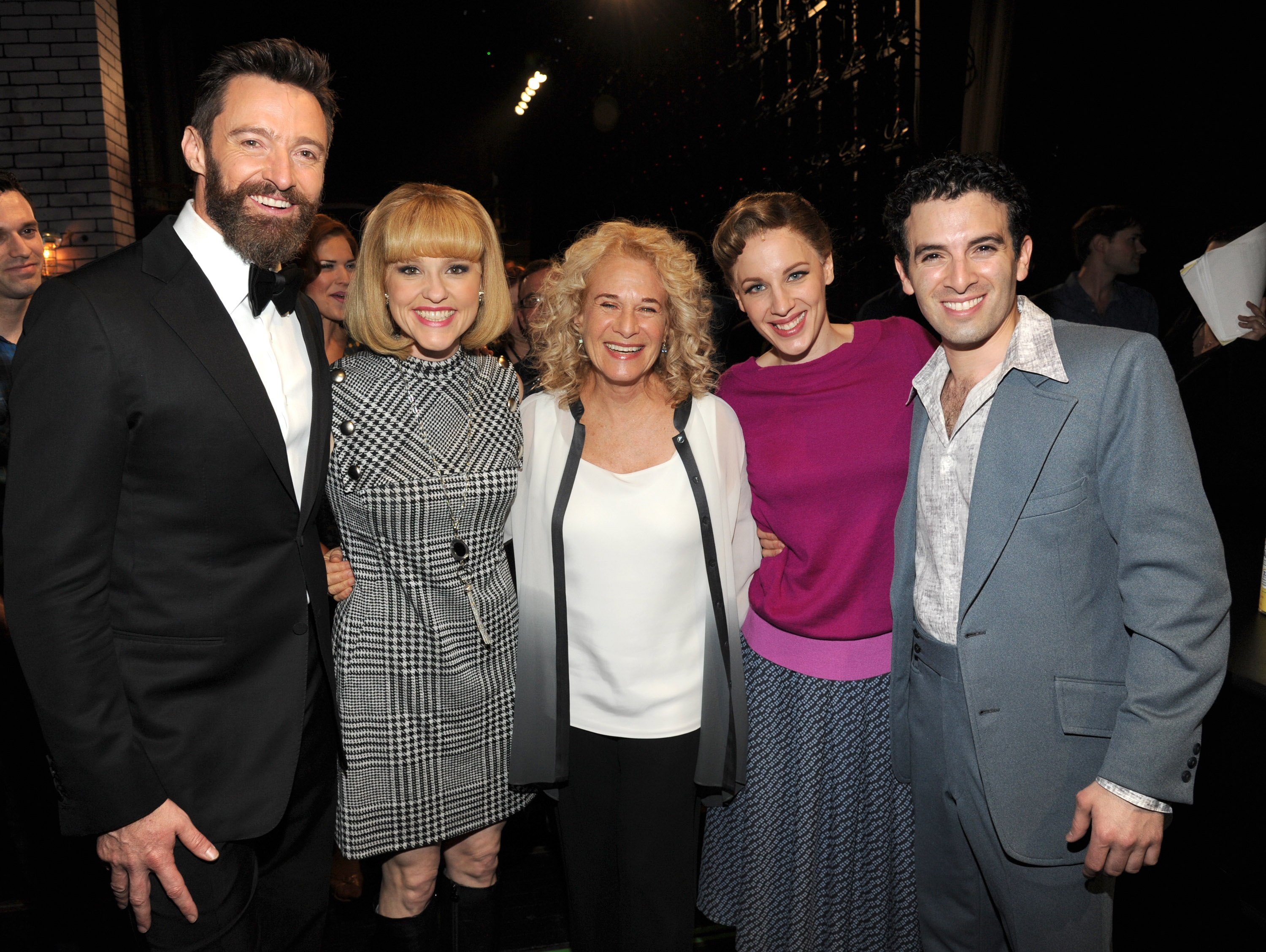 Jarrod Spector with Hugh Jackman, Jessie Mueller and Carole King at the 68th Annual Tony Awards
