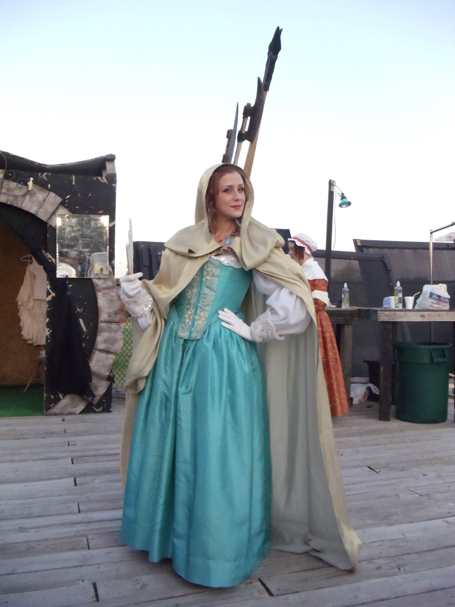 Backstage as Roxanne in Cyrano de Bergerac at Shakespeare Dallas