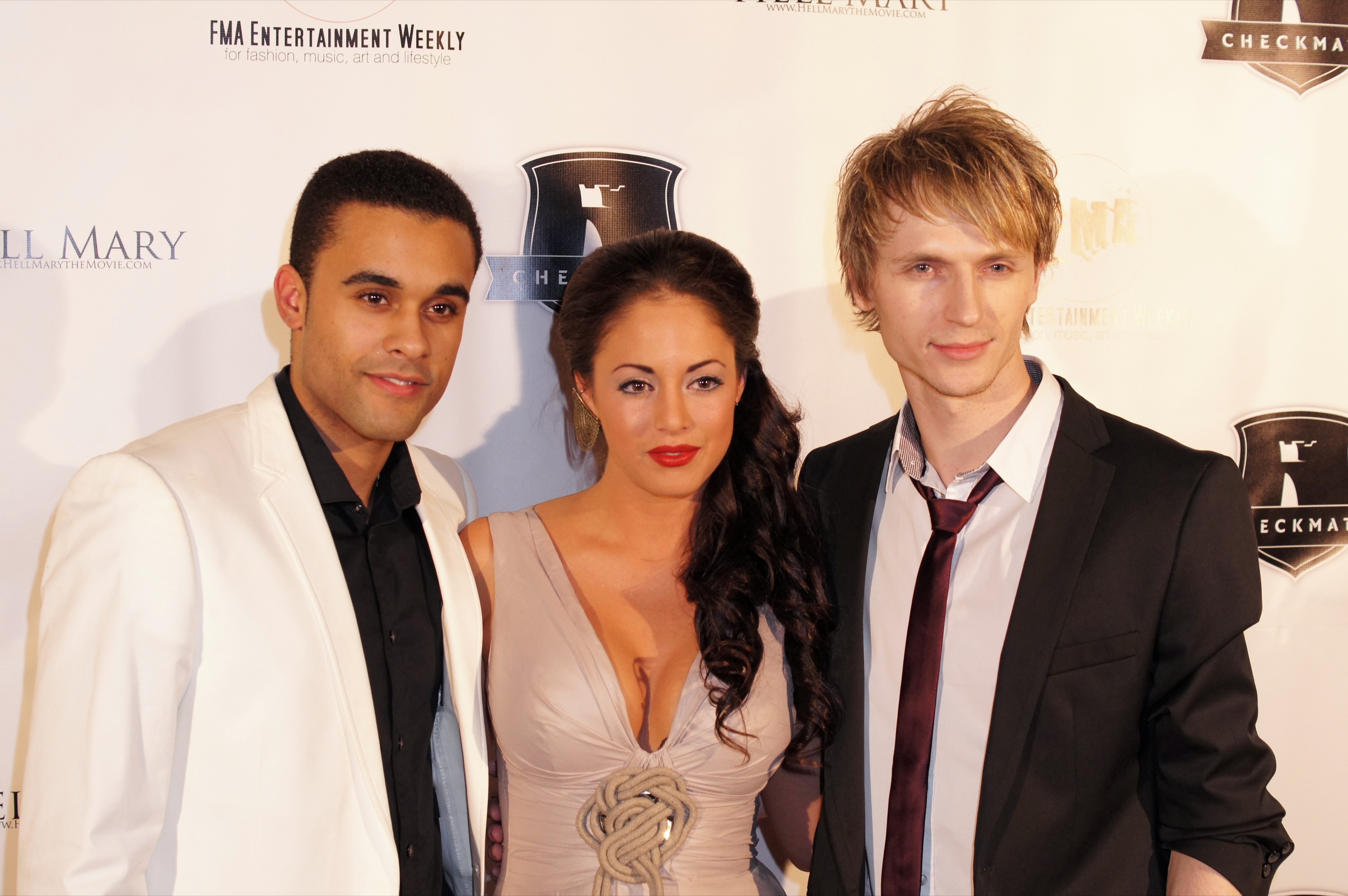 Nathan Witte, Raquel Riskin and Chad Rook at the BE SCENE Red Carpet Event promoting Hell Mary