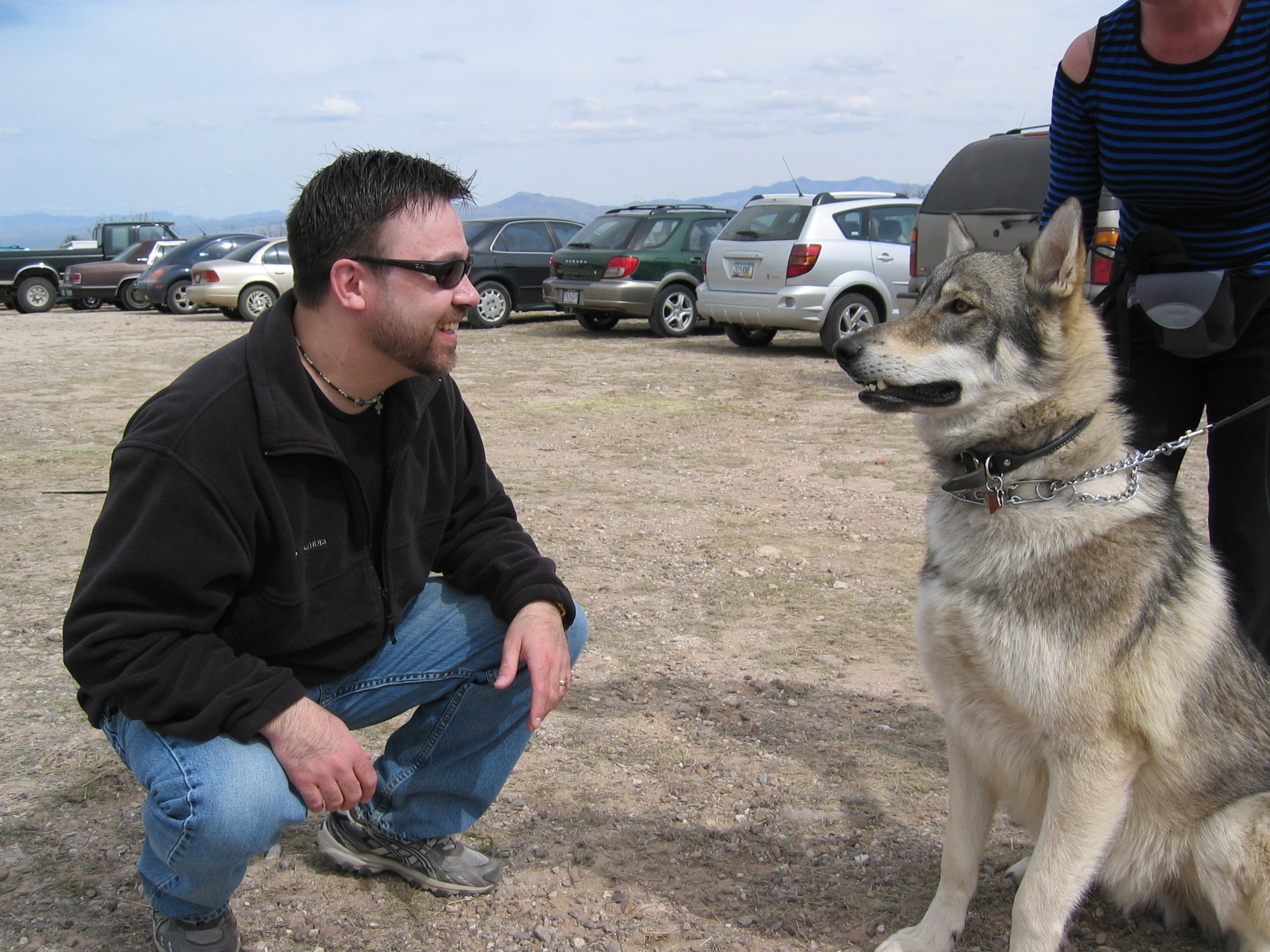 Charles on set in Arizona with the great grandson of White Fang