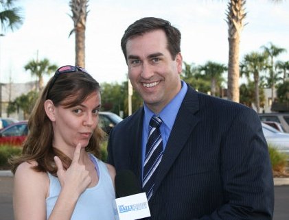 Dawn Morgan and The Daily Show's Rob Riggle hot on a story in Largo, Florida. 2007