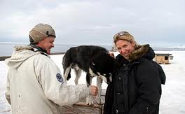 Vanessa with Jason Roberts whilst filming polar bear in Svalbard for Frozen Planet in 2008.