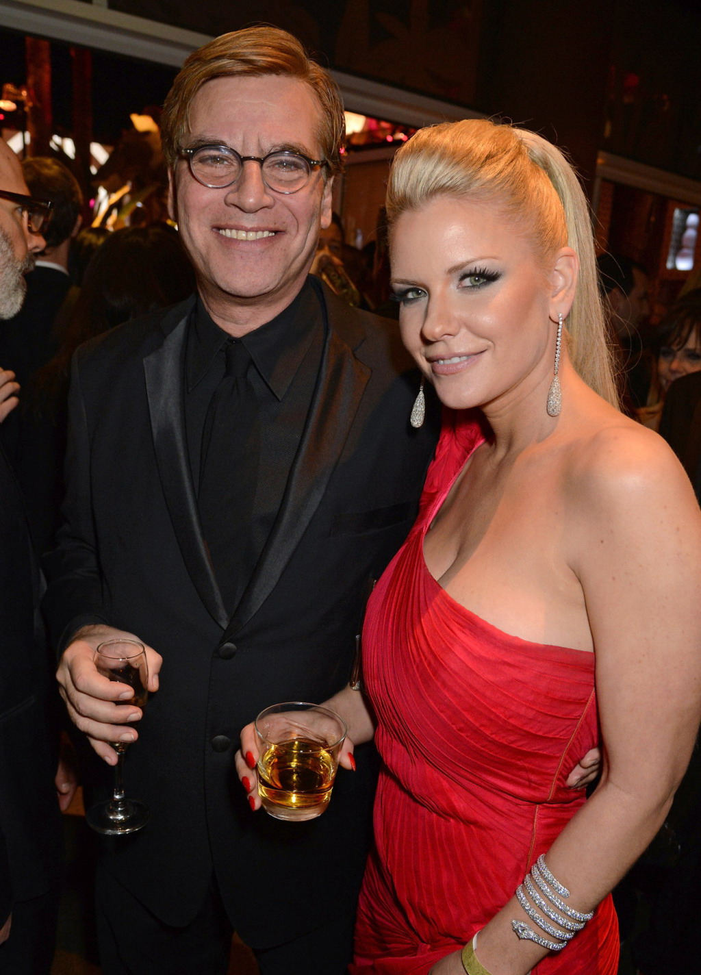 Aaron Sorkin and Carrie Keagan attend the HBO after party at the 70th annual Golden Globe Awards on January 13, 2013 in Los Angeles, California.