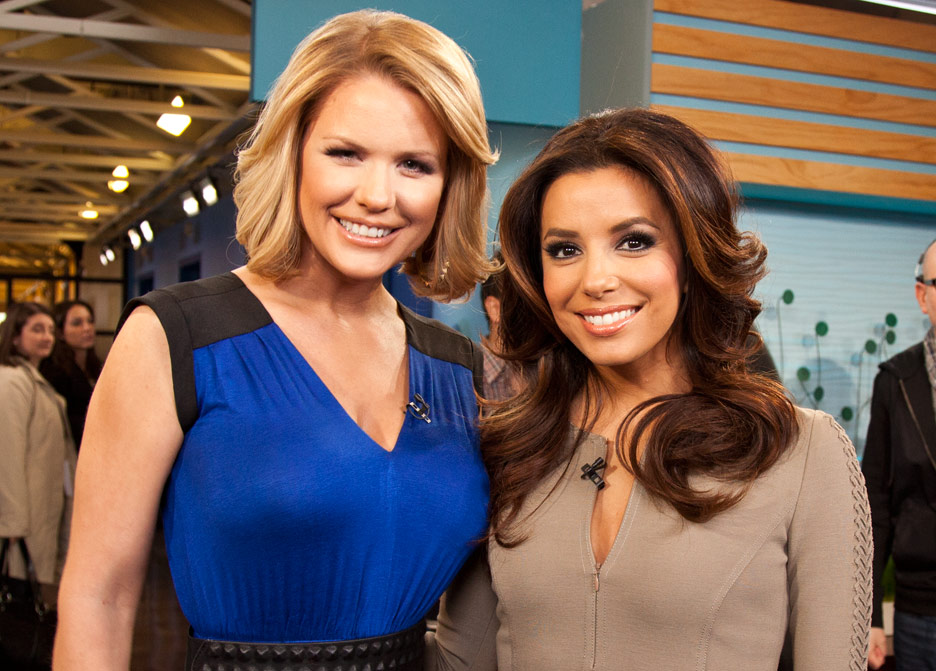 Carrie Keagan with Eva Longoria on the set of VH1's Big Morning Buzz Live with Carrie Keagan