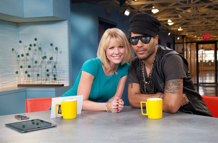 Carrie Keagan with Lenny Kravitz on the set of VH1's Big Morning Buzz Live with Carrie Keagan.
