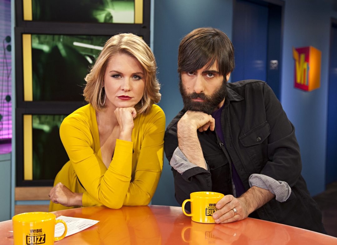 Carrie Keagan with Jason Schwartzman on the set of VH1's Big Morning Buzz Live with Carrie Keagan.