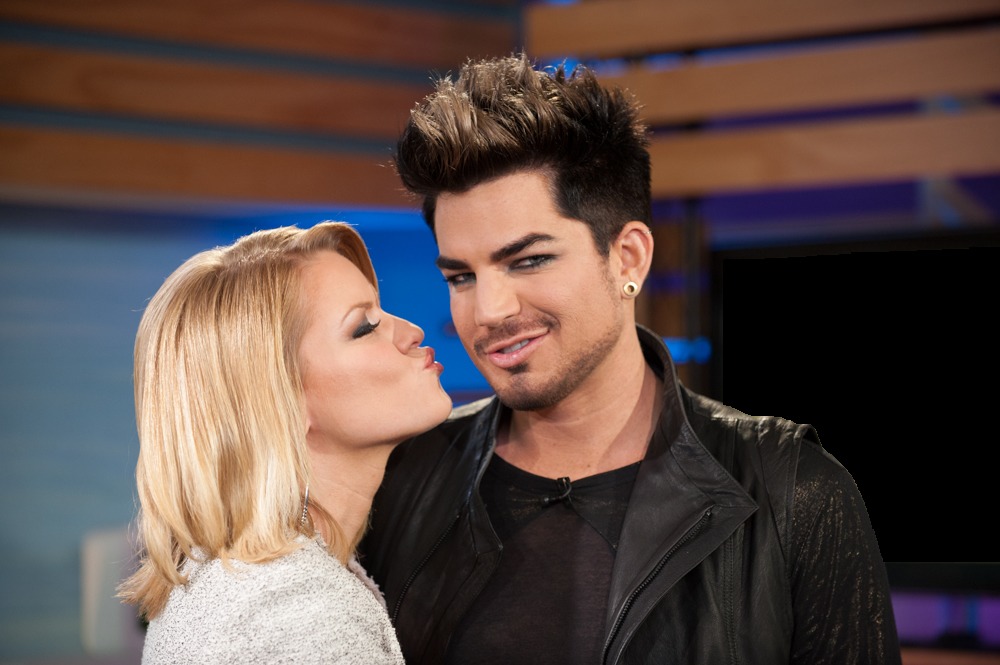 Carrie Keagan with Adam Lambert on the set of VH1's Big Morning Buzz Live with Carrie Keagan