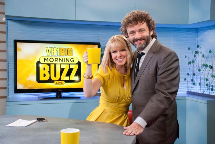 Carrie Keagan with Michael Sheen on the set of Vh1's Big Morning Buzz Live with Carrie Keagan
