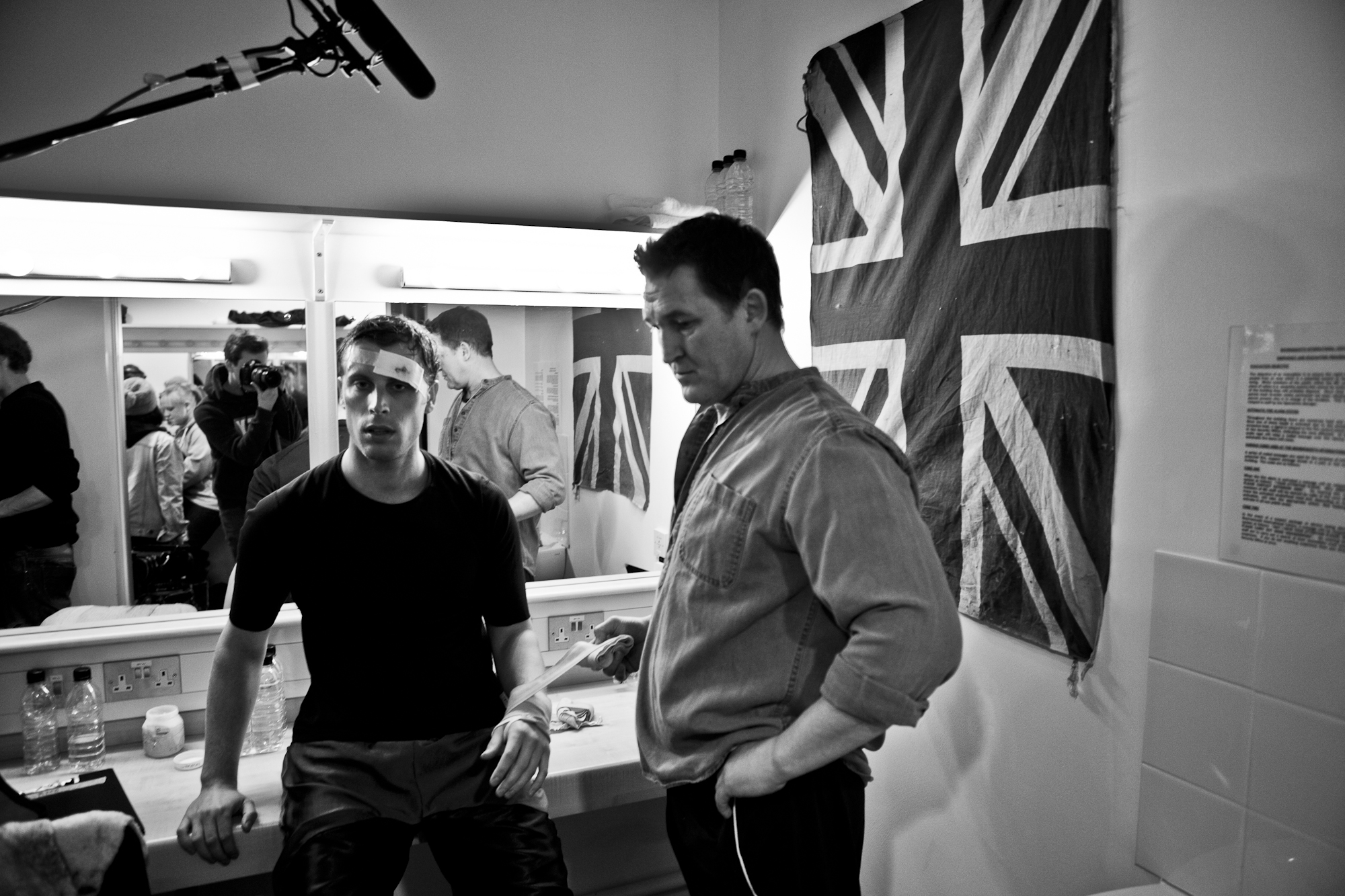 Sam and Damien Denny on the set of 