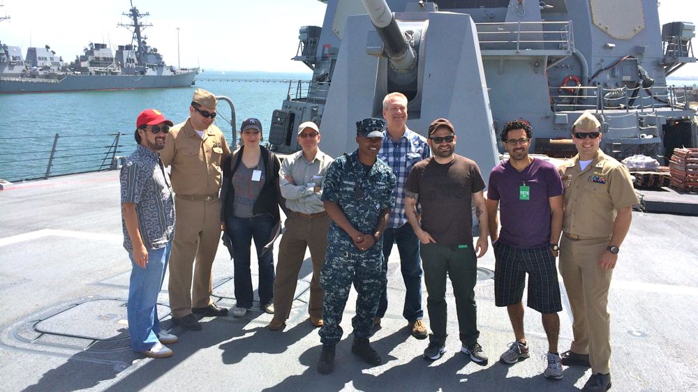 Members of Hollywood's film and television community tour Helicopter Sea Combat Squadron Three (HSC-3) and the USS William P. Lawrence (DDG 110) during a NAVINFO West 'Hollywood to the Navy' visit to Naval Base San Diego - May 2014