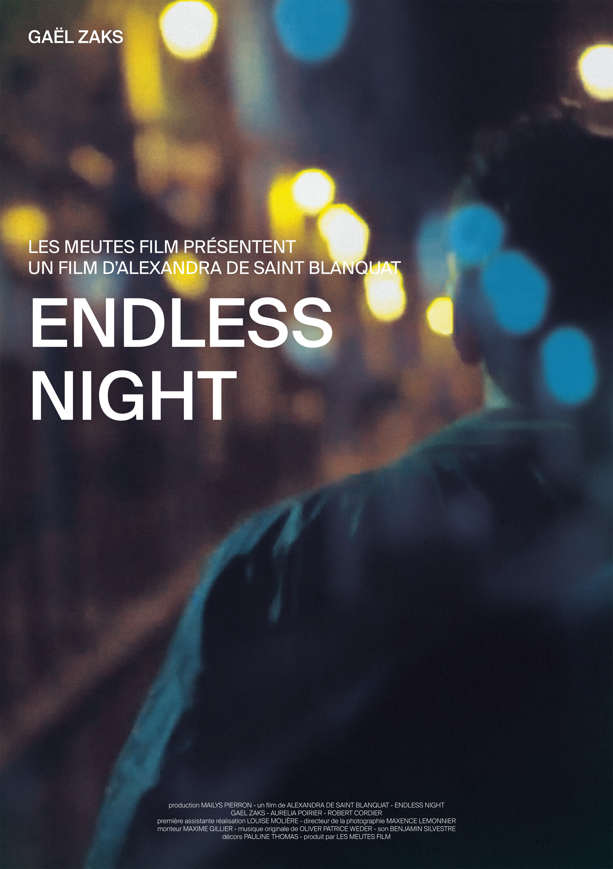Film Poster of 'Endless Night Directed by Alexandra de Saint Blanquat. With : Gaël Zaks, Aurélia poirier, Robert Cordier