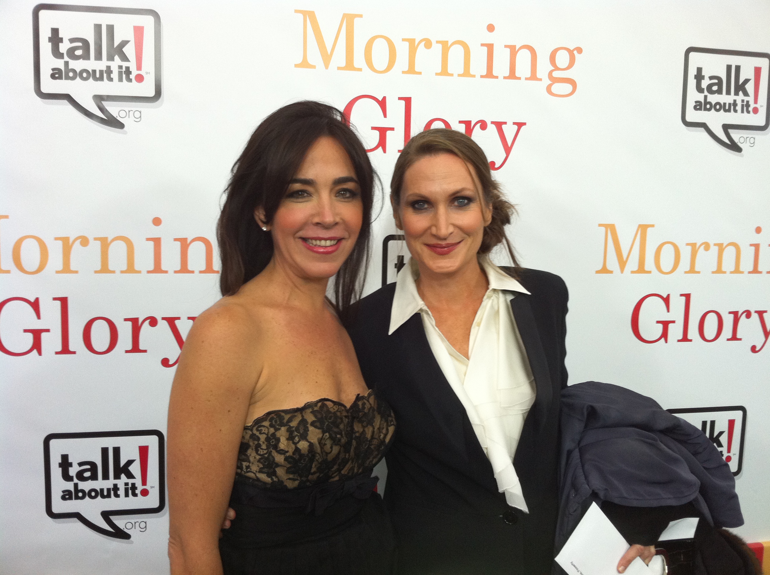 Finnerty Steeves and Kelli Joan Bennett on the red carpet at the Morning Glory premiere in New York City