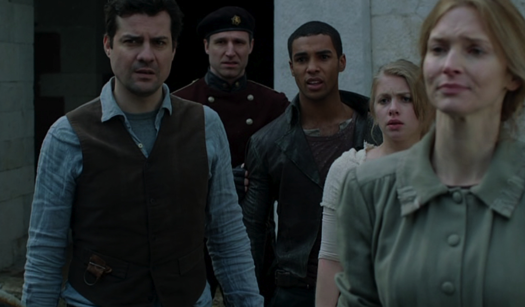 With Lucien Laviscount, Sophie Stuckey and Cosima Shaw in The Selection (2013)