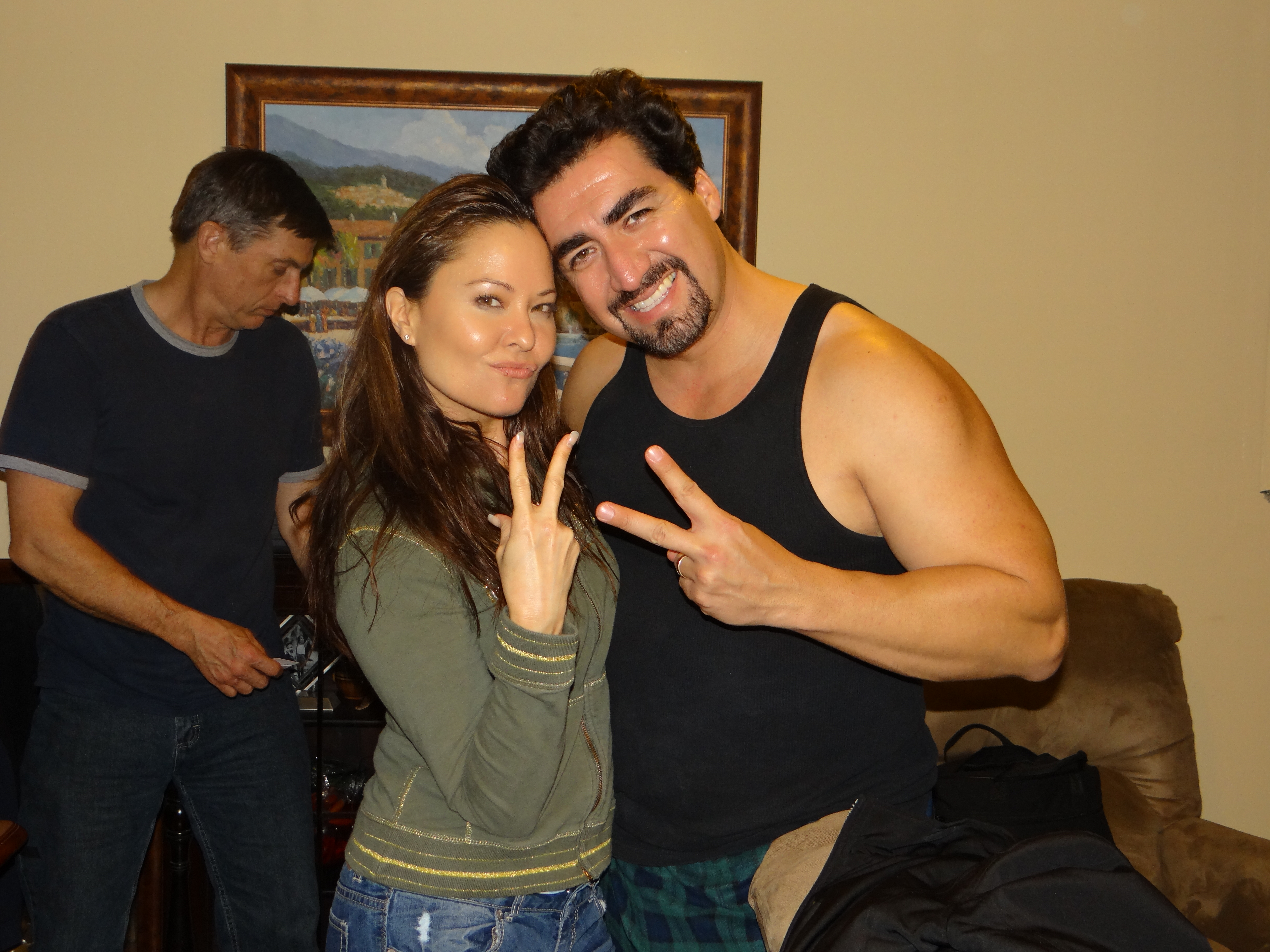 Patricia Mizen and Manuel Poblete on the set of Blink.
