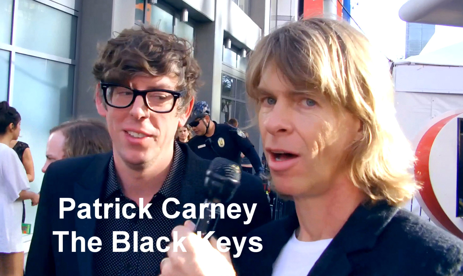 Gregory Graham aka Heavy Metal Greg interviewing Patrick Carney of The Black Keys at the 2015 Grammy Awards.