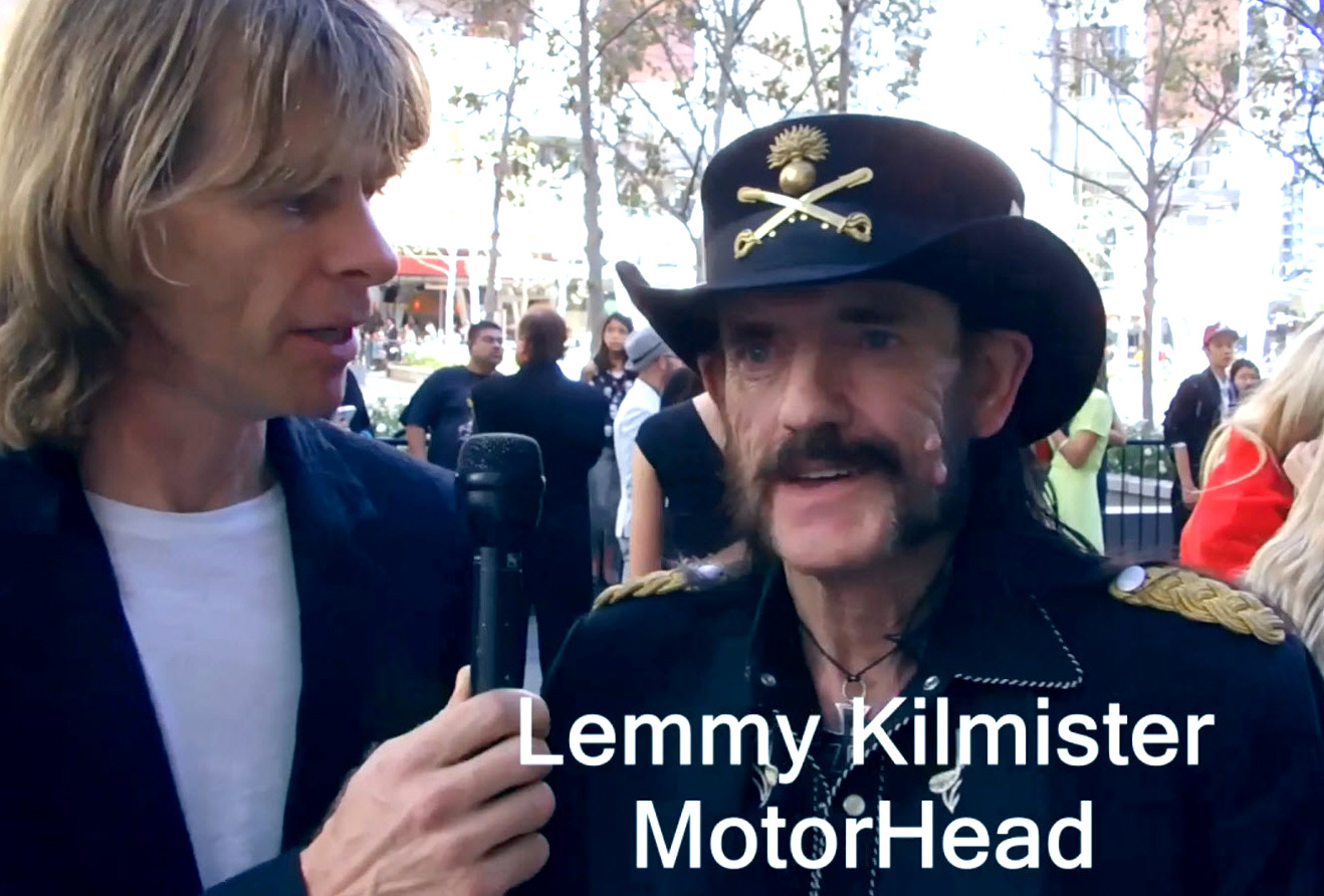 Gregory Graham aka Heavy Metal Greg interviewing Lemmy Kilmister of Motorhead at the 2015 Grammy Awards.