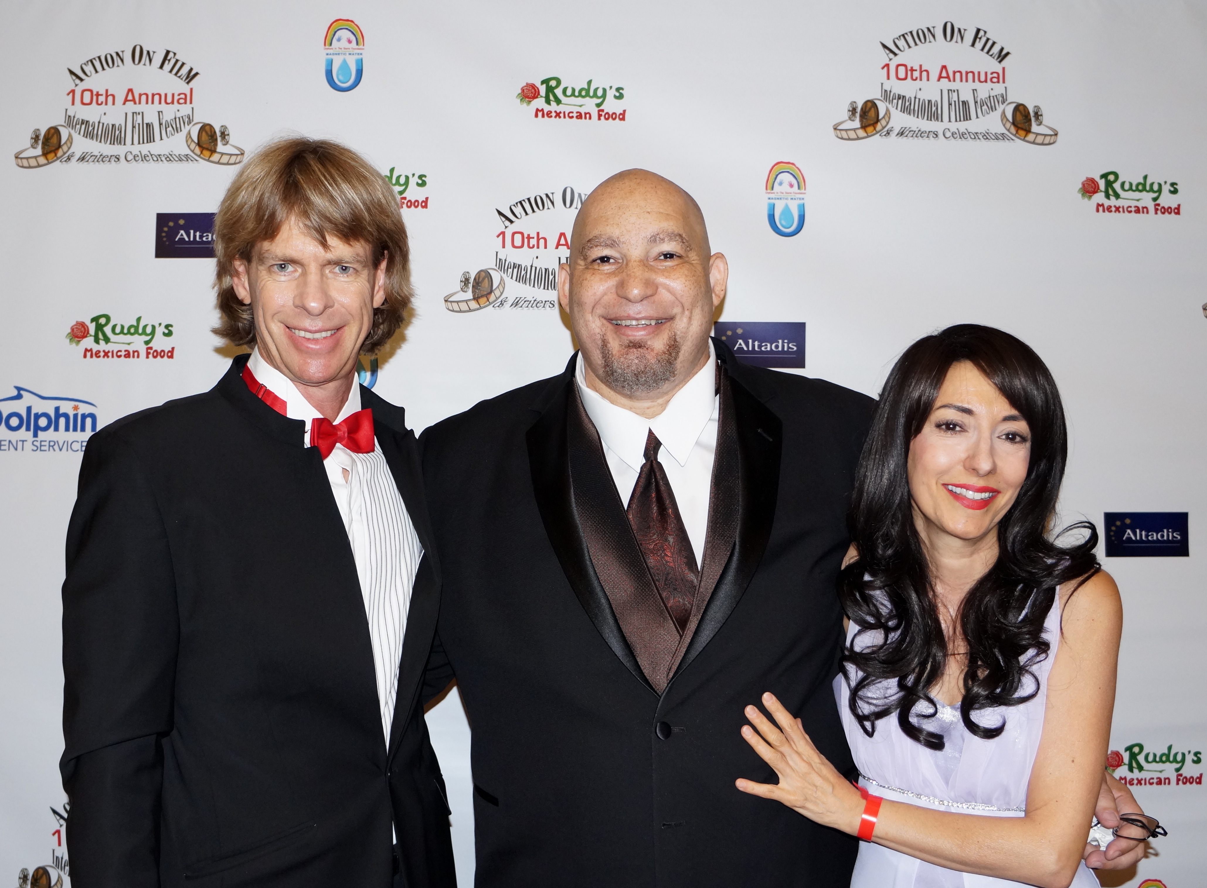Gregory Graham, his wife, actor/screenwriter/director Luciana Lagana, and AOF festival director Del Weston at the film and video award ceremony of the Action on Film International Film Festival on 8/28/14