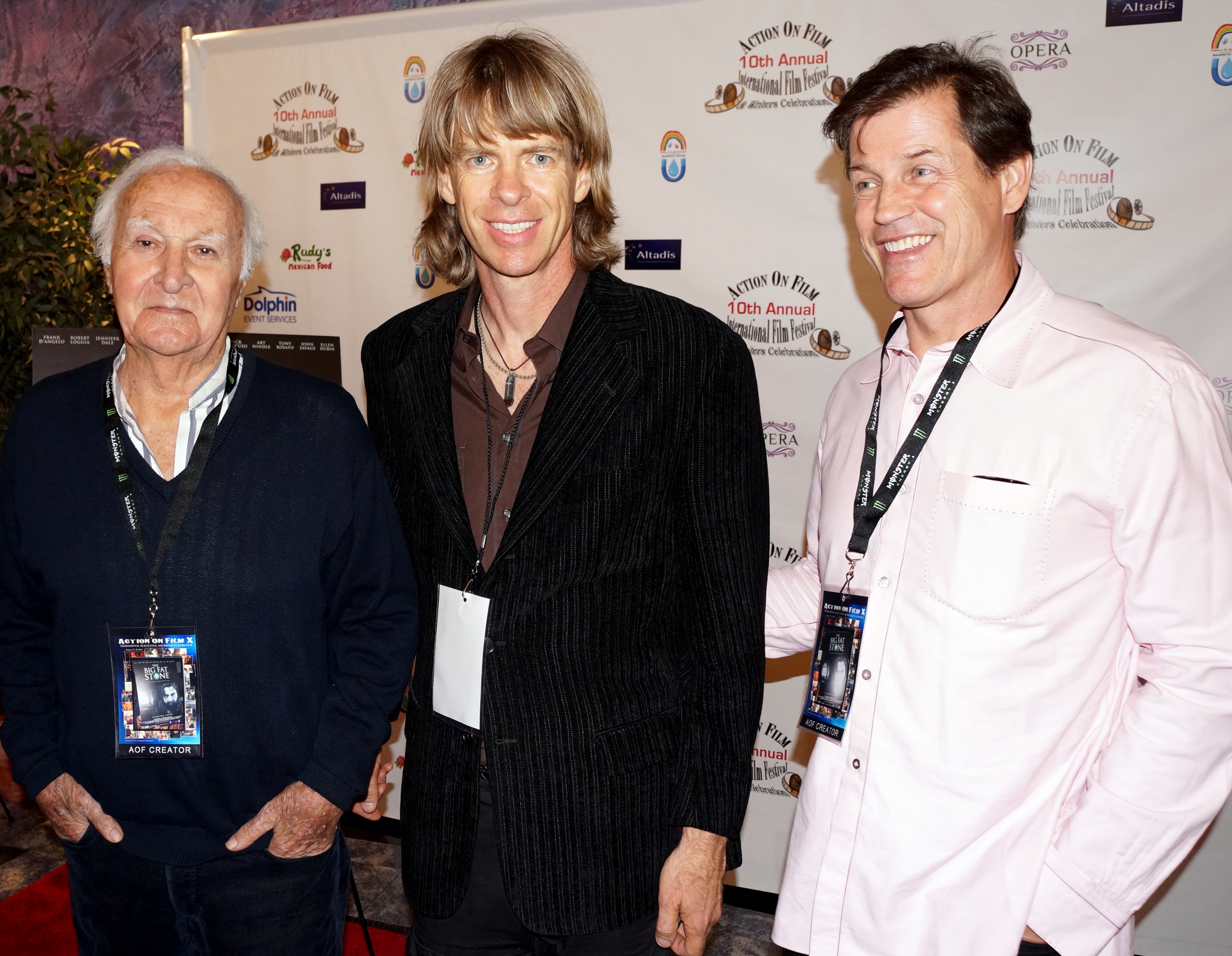 Gregory Graham, Michael Paré, and Robert Loggia at the screening of the feature film Big Fat Stone at the Action on Film International Film Festival on 8/25/14