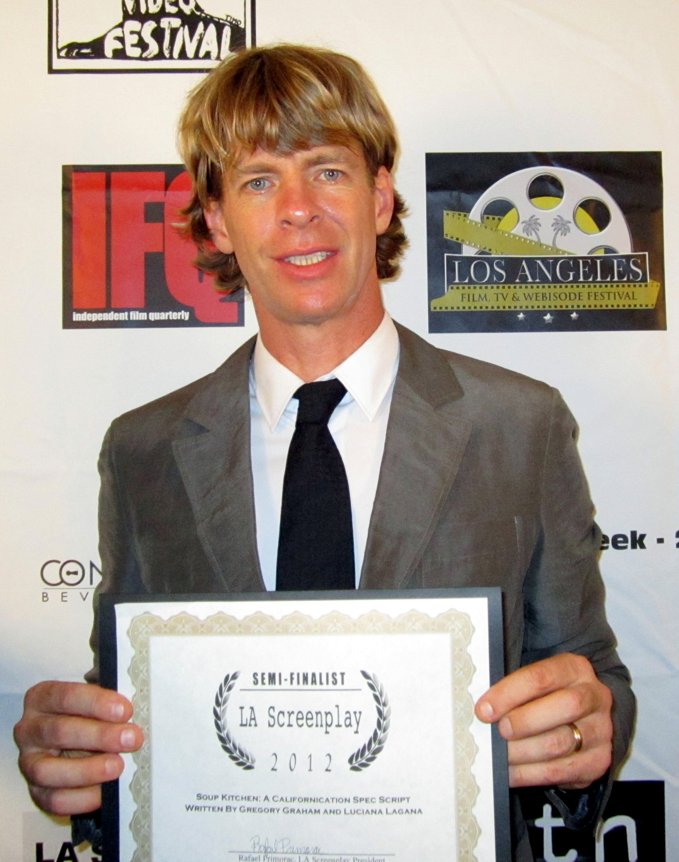 Gregory Graham after being selected as one of the top 5 winners in the Teleplay category of the 2012 LA Screenplay Competition