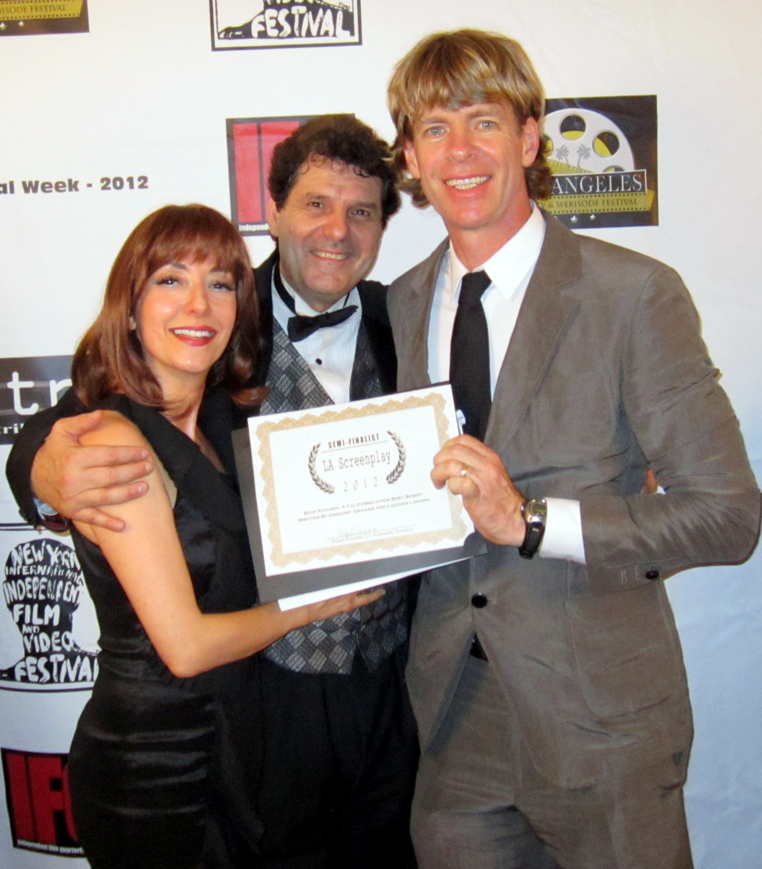 Gregory Graham and wife Luciana Lagana after being selected one of the top 5 winners in the Teleplay category of the 2012 LA Screenplay Competition