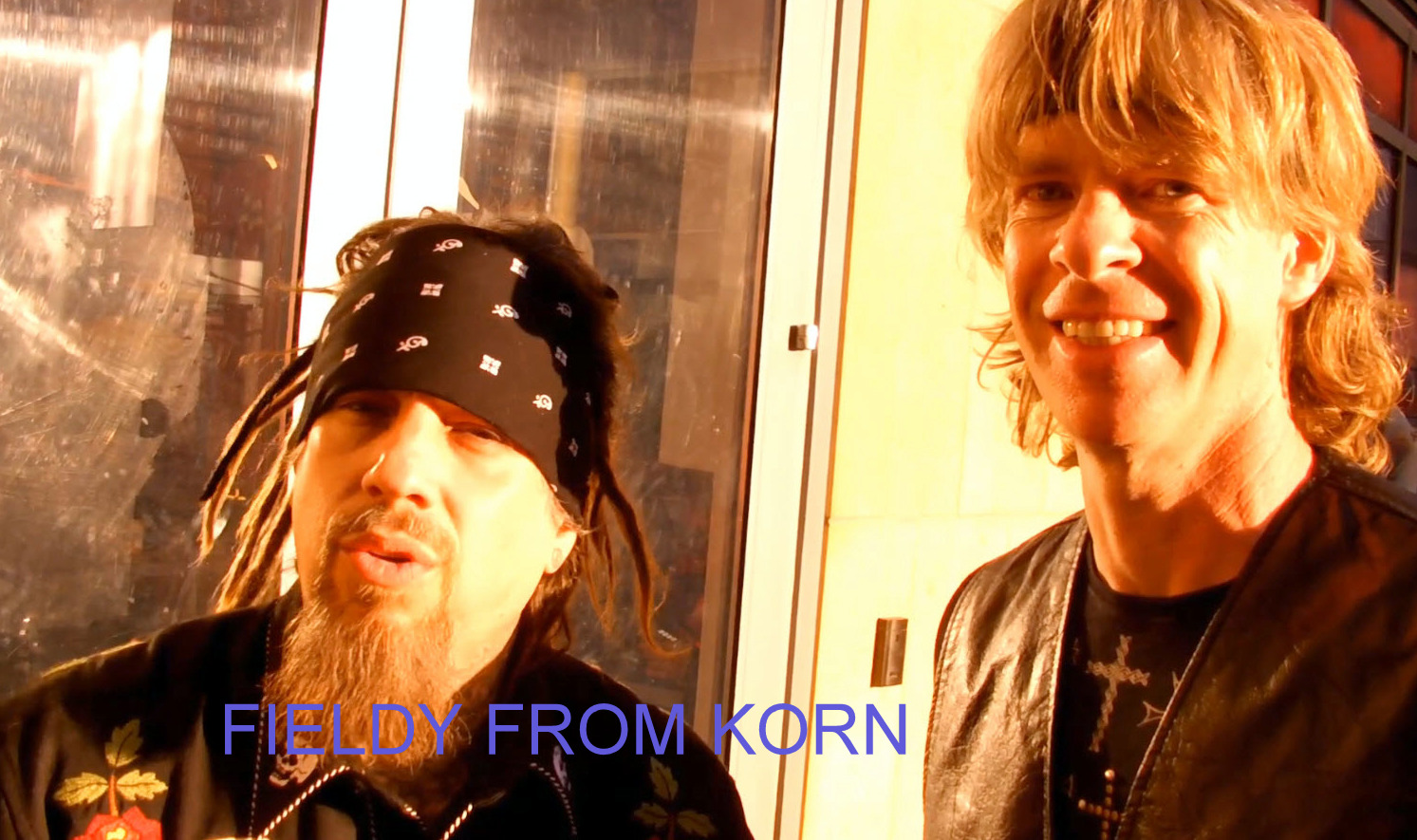 Gregory Graham aka Heavy Metal Greg interviewing Fieldy of the band Korn at the Revolver Golden Gods Awards.