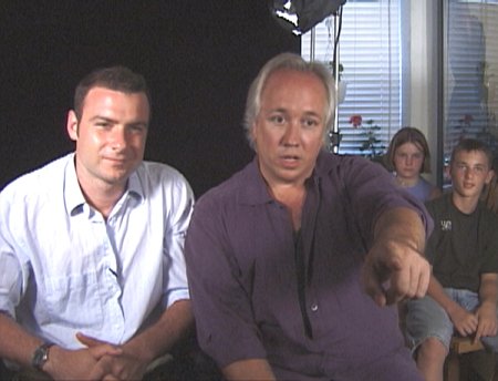 Actor Liev Schreiber with director Rick McKay on the set of 