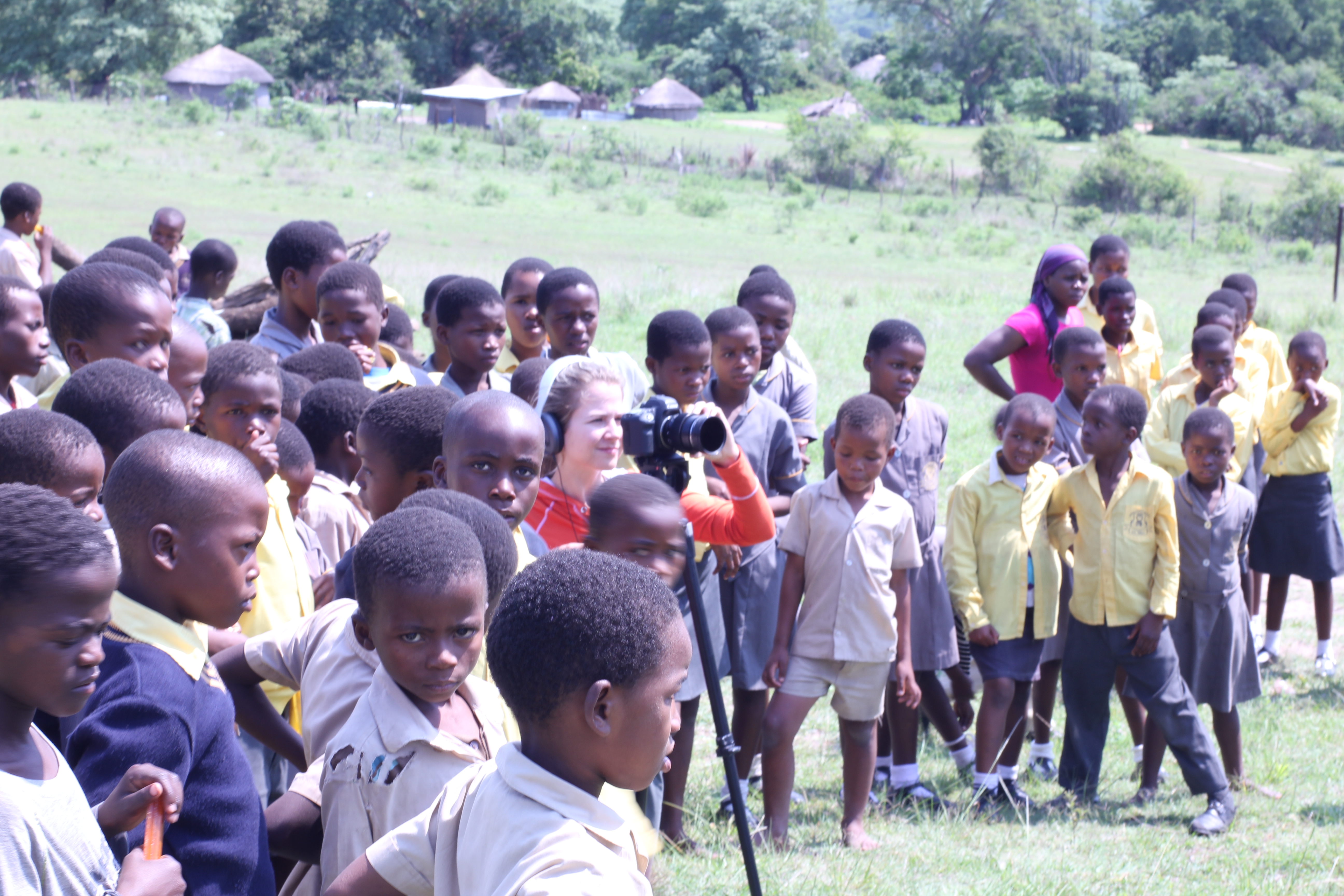 Cassie Jaye filming a documentary in Swaziland - November 2012