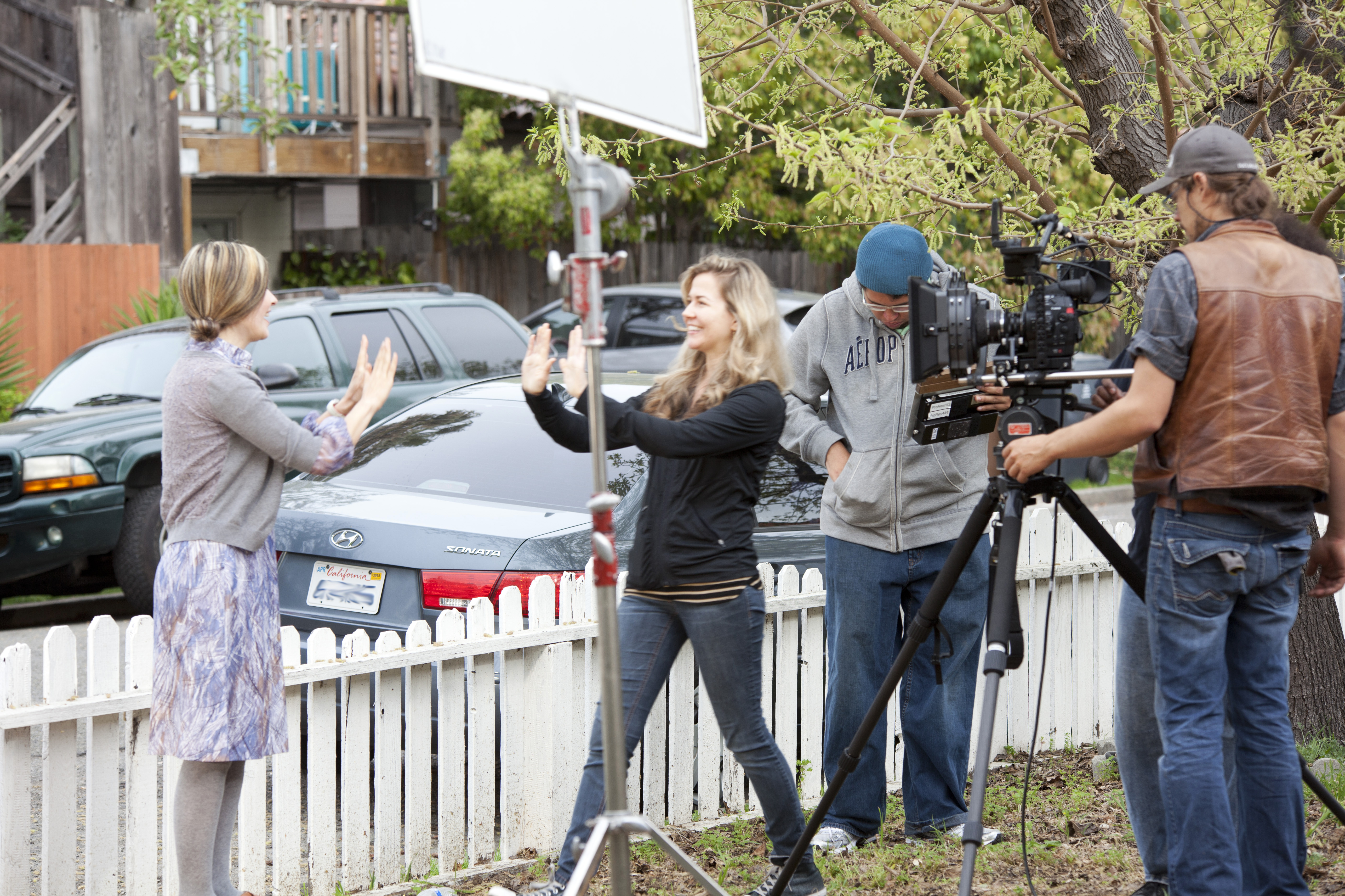 Director Cassie Jaye and Actress Ingrid Serban filming 
