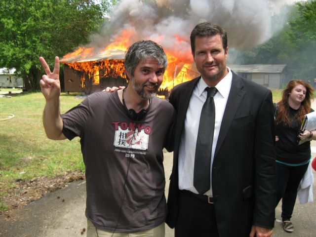 Director Gerry Bruno and Dean Denton on the set of 