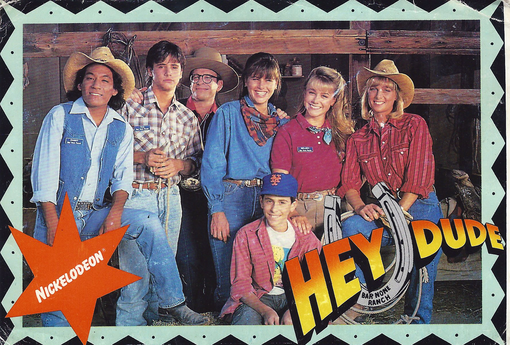 Cast of Nickelodeon's Hey Dude series (Debi Kalman as Lucy--far right)