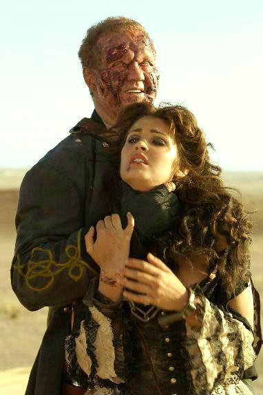 Tanit Phoenix with Dallas Page on the set of Gallowwalker