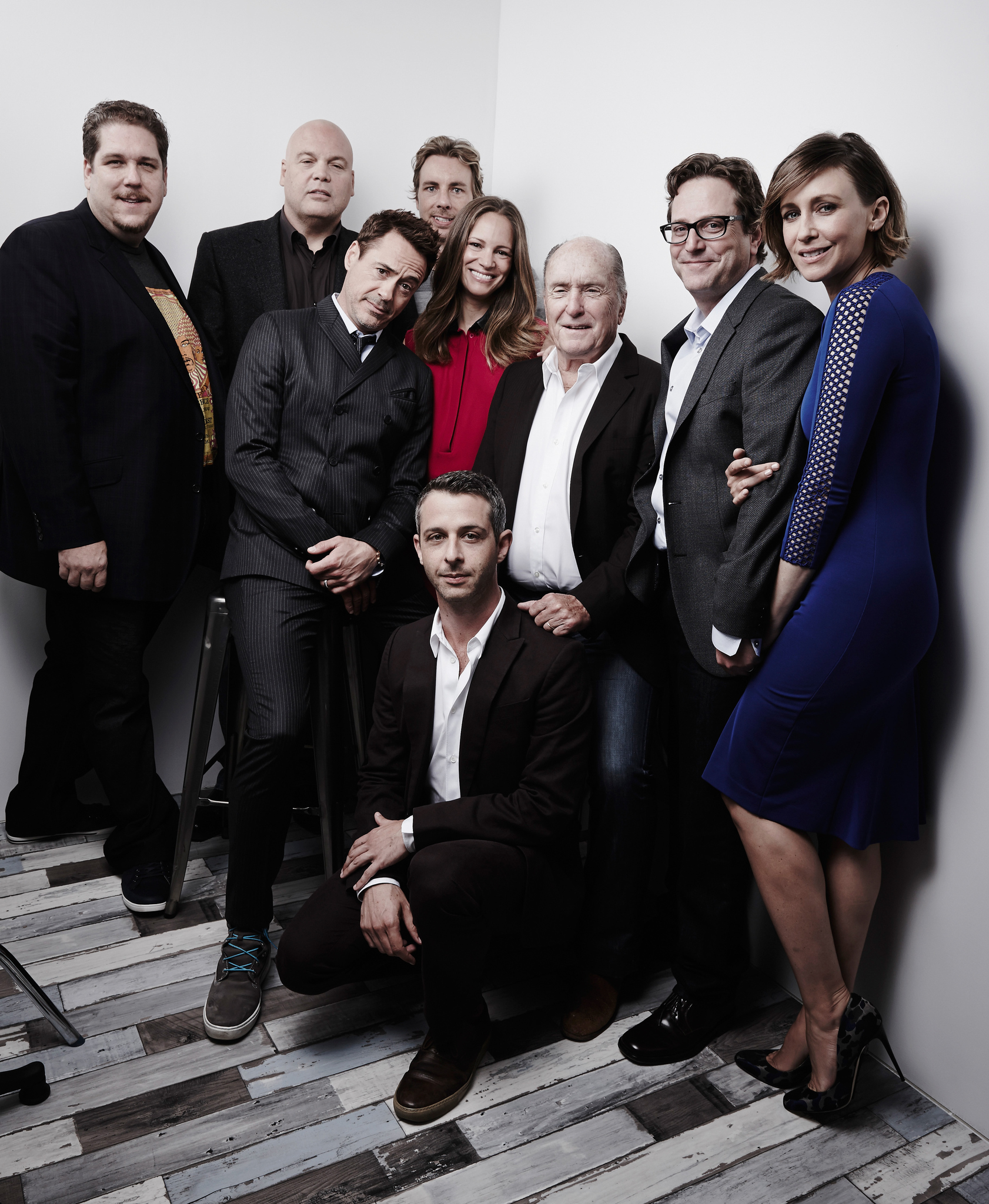 Vincent D'Onofrio, Robert Downey Jr., Robert Duvall, David Dobkin, Vera Farmiga, Dax Shepard and Susan Downey at event of Teisejas (2014)