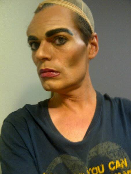 actor John Downey III transforms into Joan Crawford for a performance of THE ROAD TO BABY JANE.