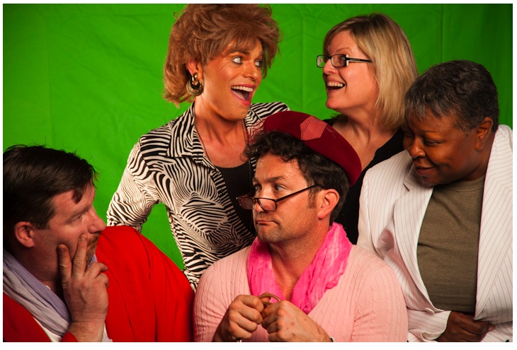 The cast of THE GOLDEN LIKE GIRLS w/Scott Sellers (Dorothy), John Downey III (Blanche), Drew Fitzsimmons (Ma), Lori J. Ness Quinn (the Director), and Michelle Morris (Co-Co Chanel & Dr. Ja'Naytha New-woman)