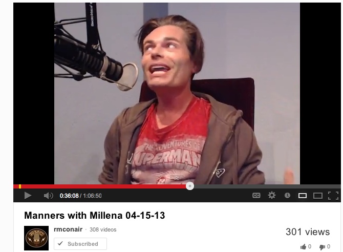 John Downey III appears on Manner's and More w/Millena (episode #13, his 6th show, 4/15/13)