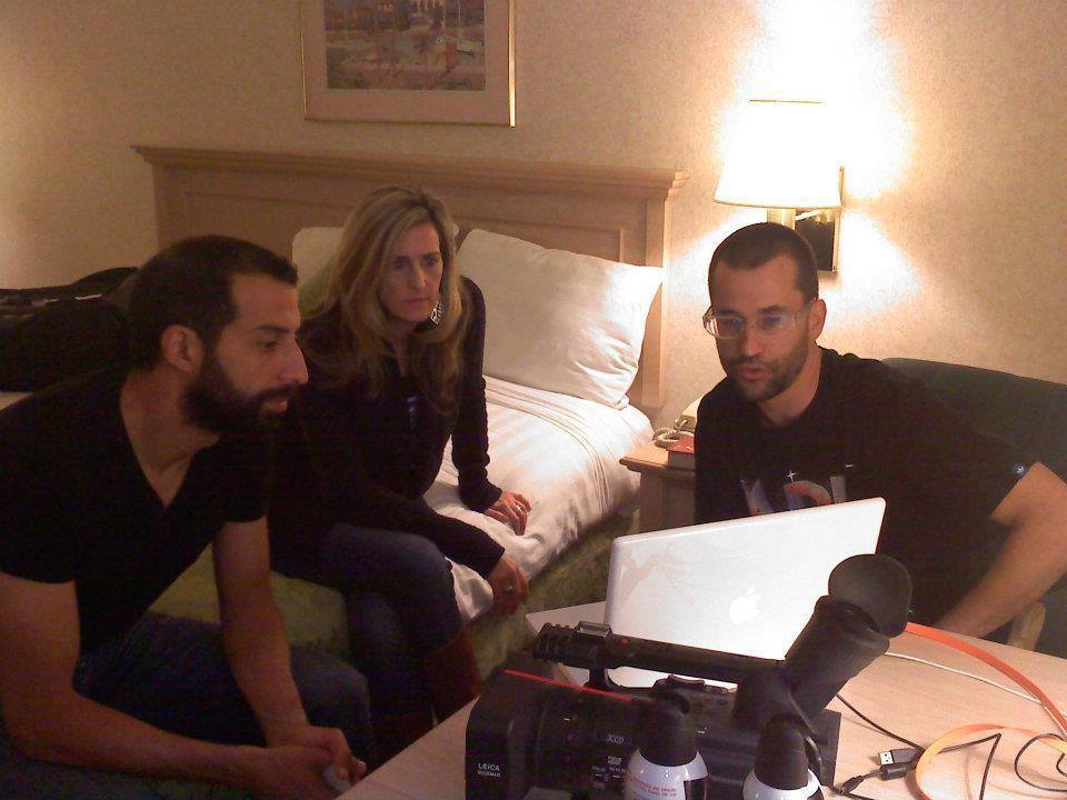Watching playback on film set Abraham's Desert with Director Shane Ries & Lead Actor Hossein Mardani. Release Date May 2015
