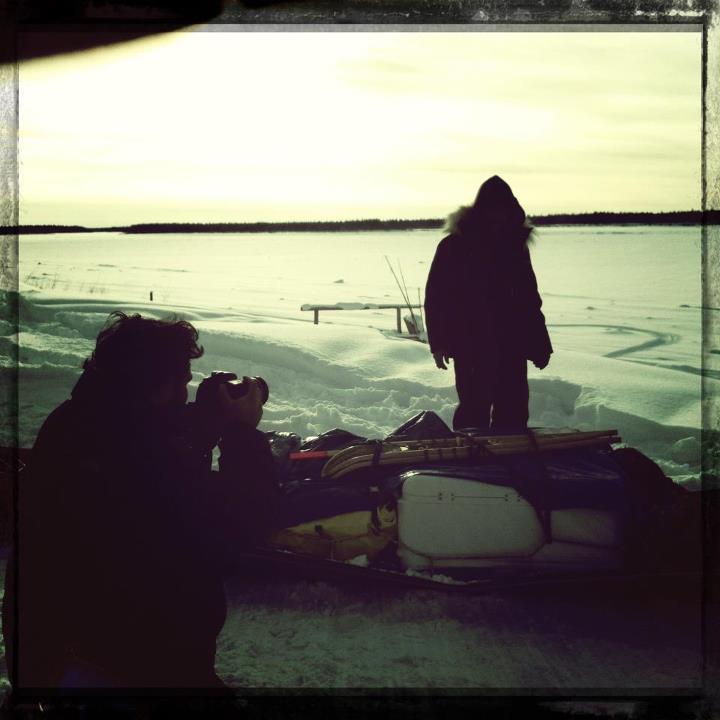 Joshua Ligairi shooting on location on the Yukon River. 2012.