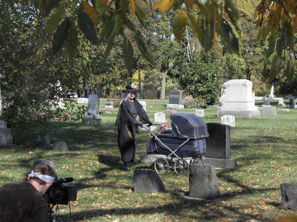 Brad Podowski, behind camera, photographs Linda Crowder as Lady Dead.