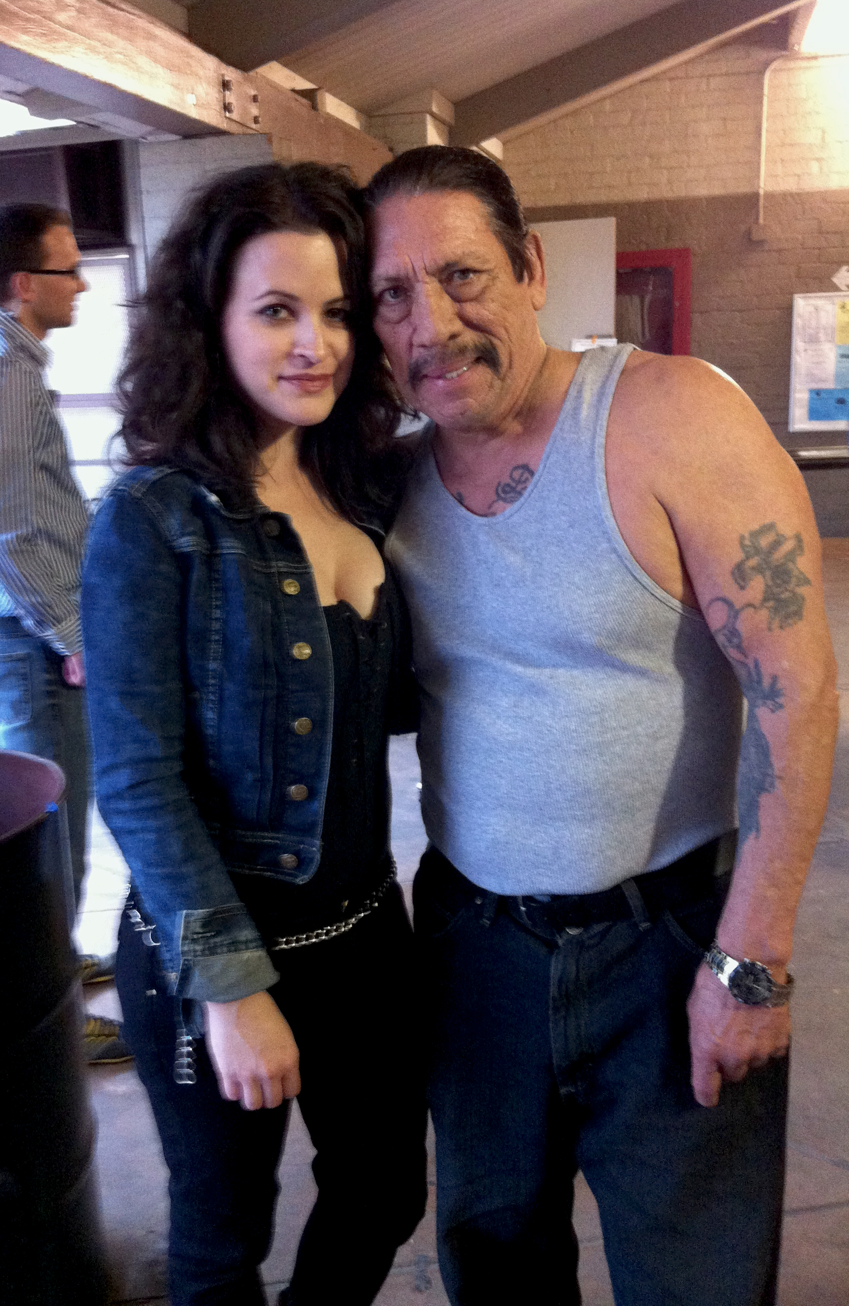 Clementine Heath and Danny Trejo on set of 'Bullet'